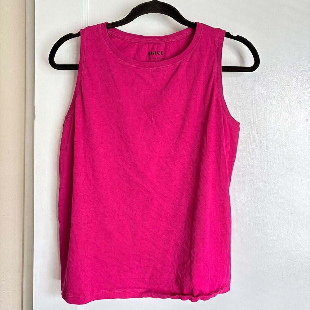 Womens Pact Tank Top Size Medium Pullover Relaxed Fit Berry Pink Wide Strap